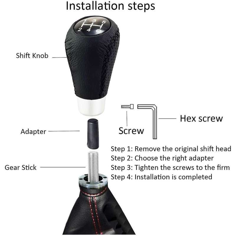 Gear Knob Shift Heads 5 Speed Leather Car Stick Shifter Knobs Universal for Most Manual Vehicles Bla