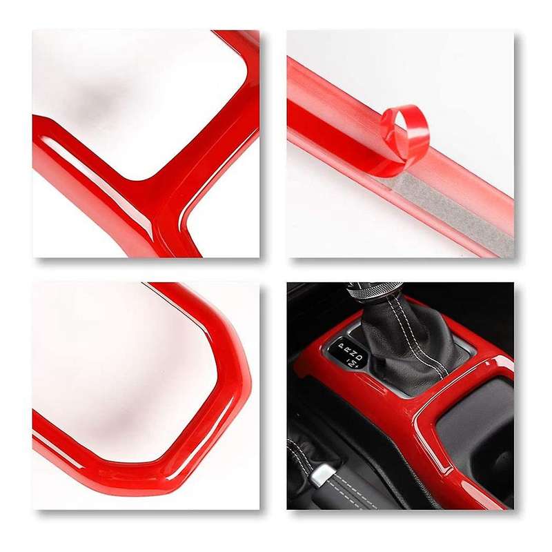 Gear Shift Cup Holder Panel Trim Cover Interior Accessories for JL JLU JT 2018-2021 (Red)