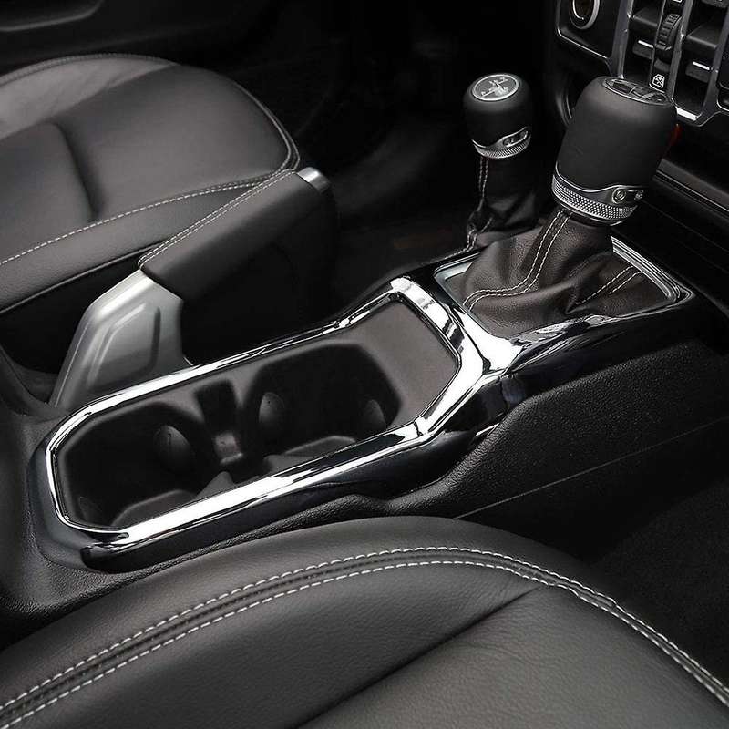 Gear Shift Cup Holder Panel Trim Cover Interior Accessories for Wrangler JL JLU JT 2018-2021 (Silver
