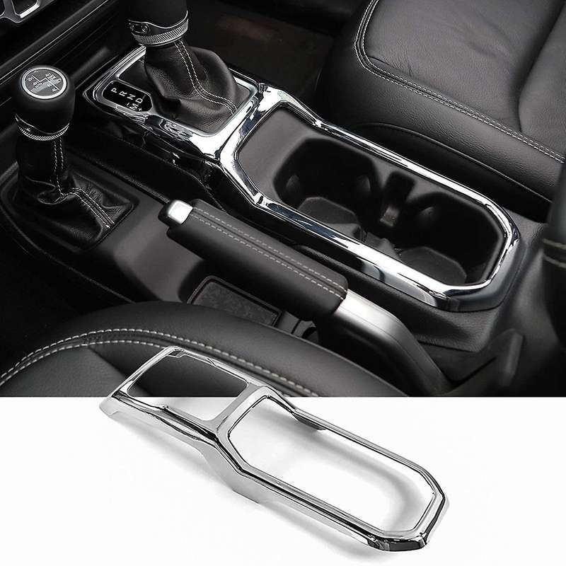 Gear Shift Cup Holder Panel Trim Cover Interior Accessories for Wrangler JL JLU JT 2018-2021 (Silver
