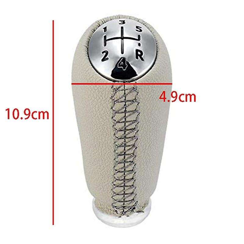 Gear Shift Knob 5Speed Leather MT Gear Shifter Pen Head Ball Beige for II MK2 Scenic 2 3 III MK3