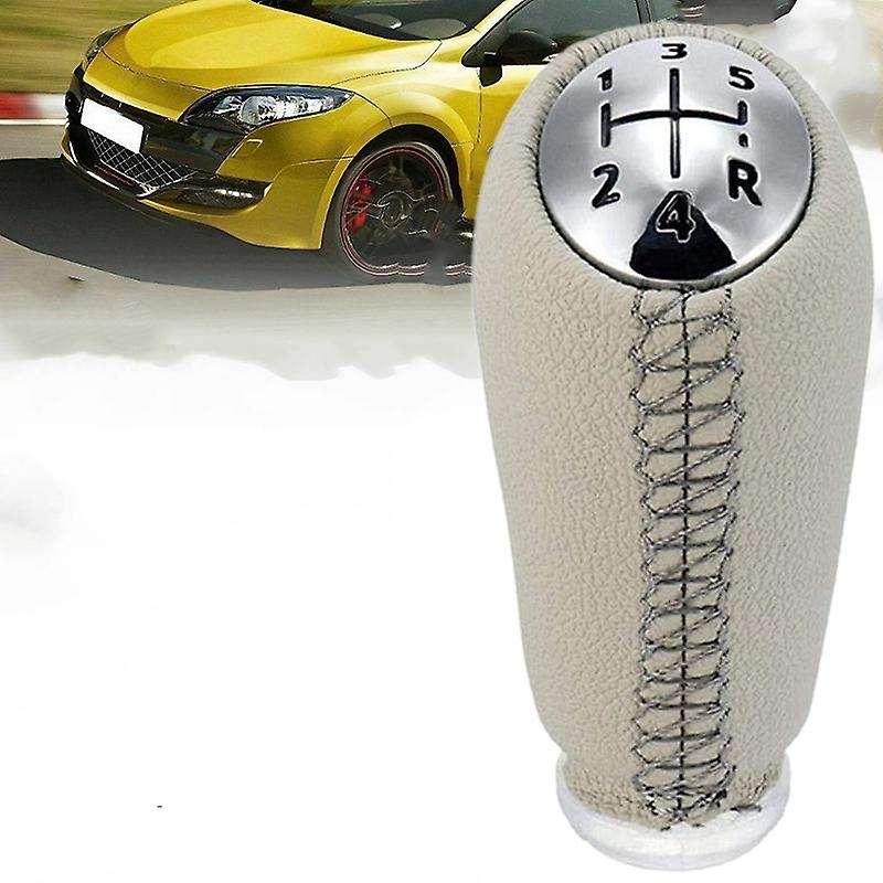 Gear Shift Knob 5Speed Leather MT Gear Shifter Pen Head Ball Beige for II MK2 Scenic 2 3 III MK3