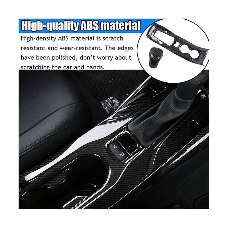 Gear Shift Knob Console Panel Trims Cover Cup Holder Sticker Accessories for 2020-2022, Abs Carbon