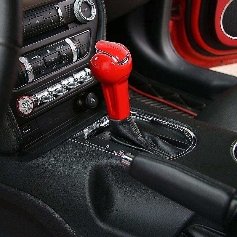 Gear Shift Knob Cover Kit Trim ABS for 2015 2016 2017 2018 2019 (Red)