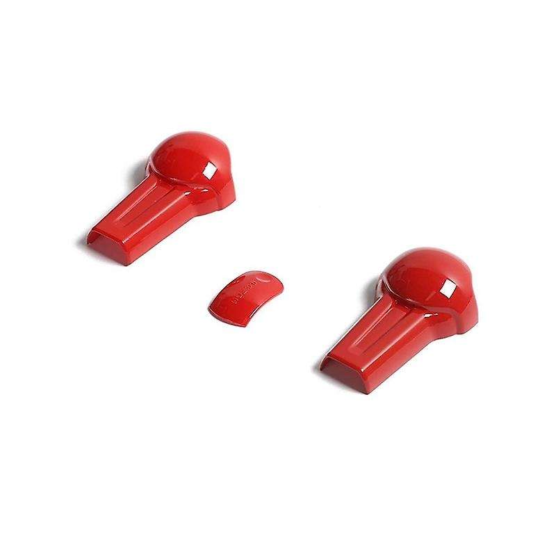 Gear Shift Knob Cover Kit Trim ABS for 2015 2016 2017 2018 2019 (Red)