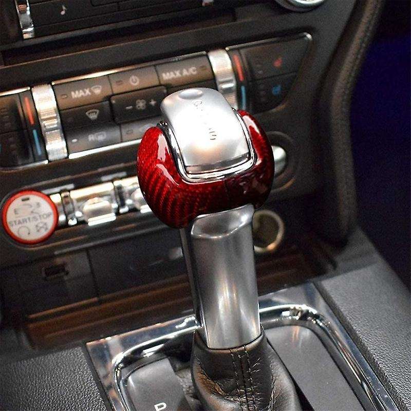 Gear Shift Knob Cover Trim for 2015 2016 20217 2018 2019 2020 Interior Accessories (Red Carbon Fiber