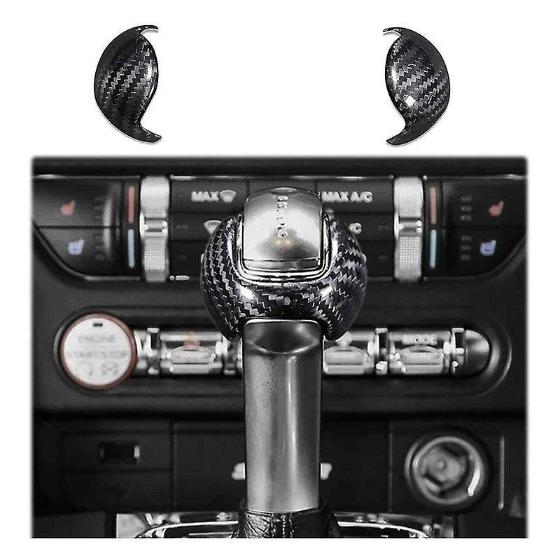 Gear Shift Knob Cover Trim for 2015 2016 20217 2018 2019 2020 Interior Accessories (Carbon Fiber)