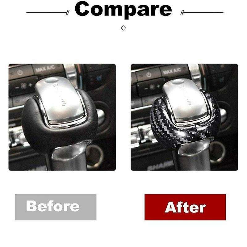 Gear Shift Knob Cover Trim for 2015 2016 20217 2018 2019 2020 Interior Accessories (Carbon Fiber)