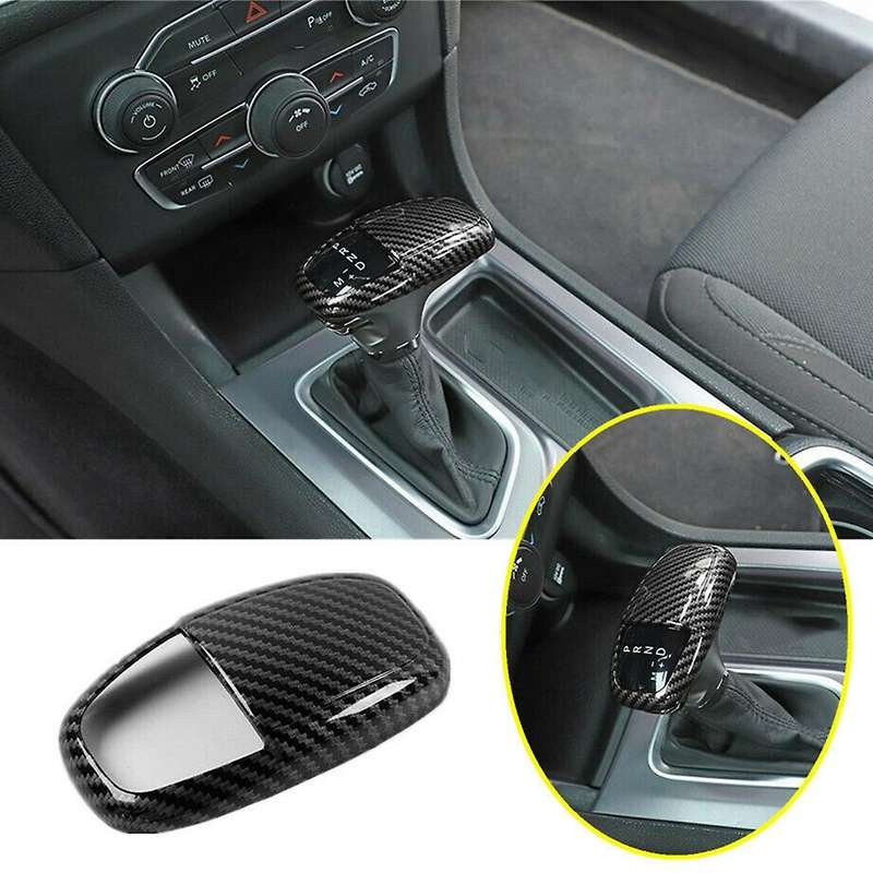 Gear Shift Knob Covers Head Trim ABS for Charger 2015-2020 Durango 2018-2020 (Carbon Fiber)