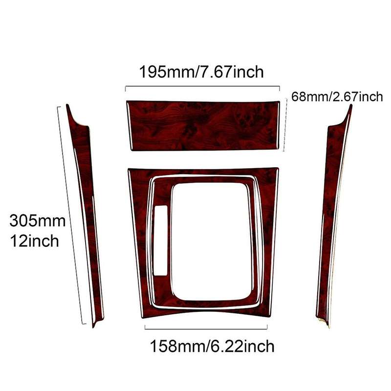 Gear Shift Panel Cover Kit Red Wood Grain for C-Class W204 2007-13