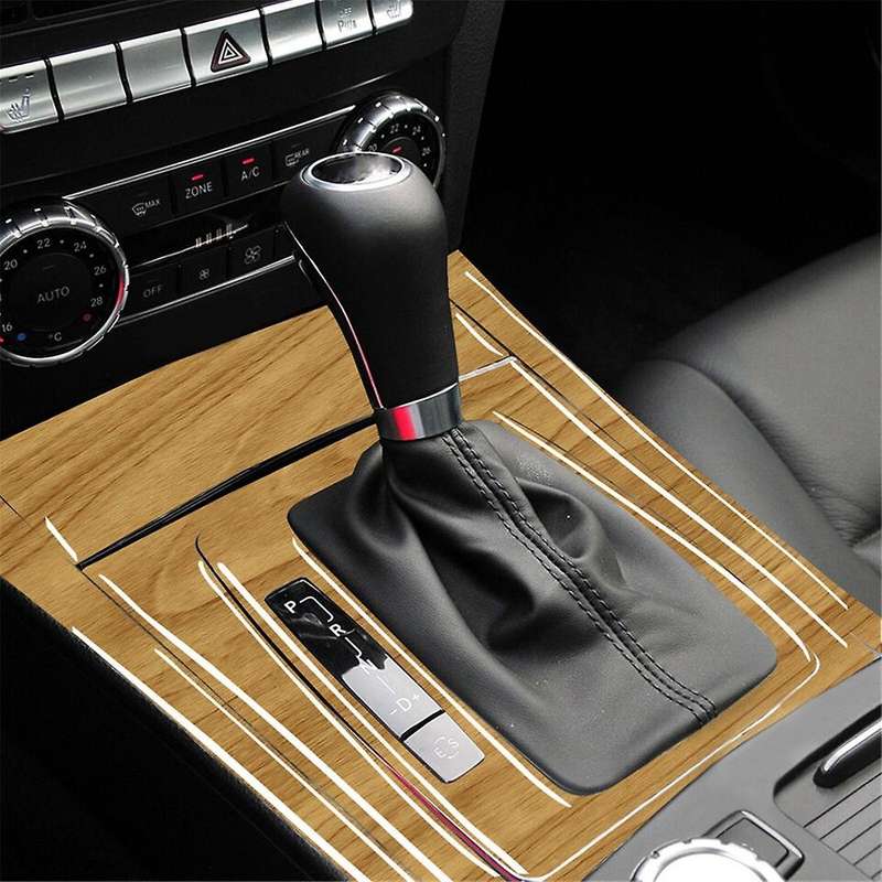 Gear Shift Panel Cover Yellow Wood Grain for C-Class W204 07-13