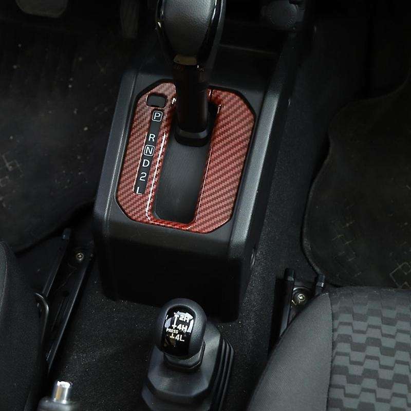 Gear Shift Panel Cover Trim Sticker for Jimny 2019-2020 JB74 JB64 LHD Car Accessories, Red Carbon Fi