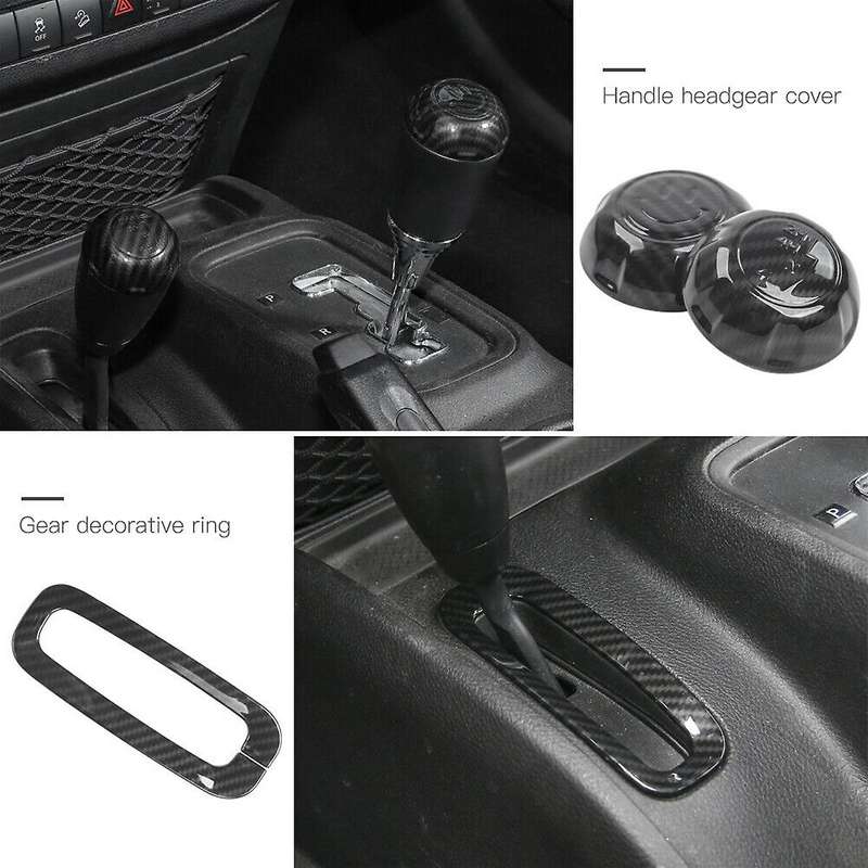 Gear Shift Trim Cover Kit Interior Accessories for Wrangler JK JKU 2011-2017 ABS Carbon Fiber 8PCS