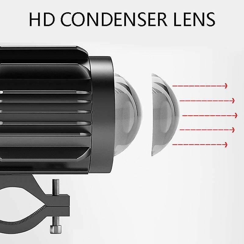 General- Car LED Headlights, External Three-Color Flashing Lights, Convex Lens Motorcycle Spotlights