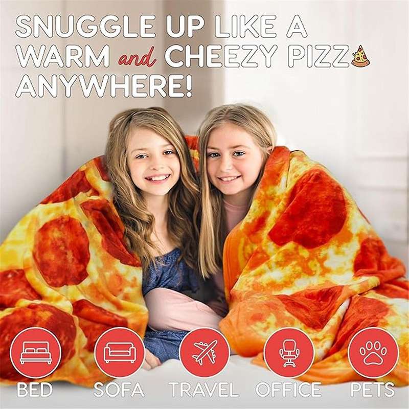 Giant Pepperoni Pizza Blanket - Novelty Blanket for Adults & Kids Round Indoors, Outdoors, Travel, H