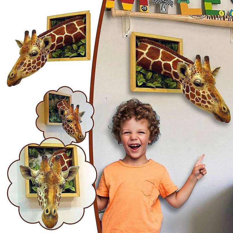 Giraffe Head Wall Mounted Statue Art Home Garden Living Room Bar Ornament Giraffe Bust Wildlife Anim