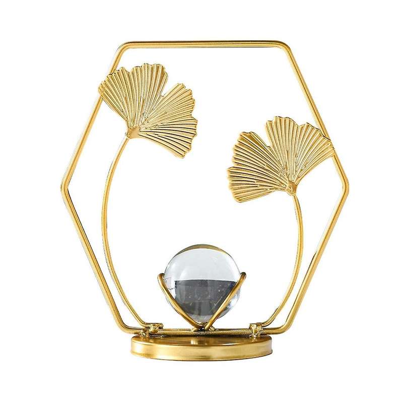 Ginkgo Biloba Crystal Ball Ornaments Living Room Office Wrought Iron Decoration European Decorative