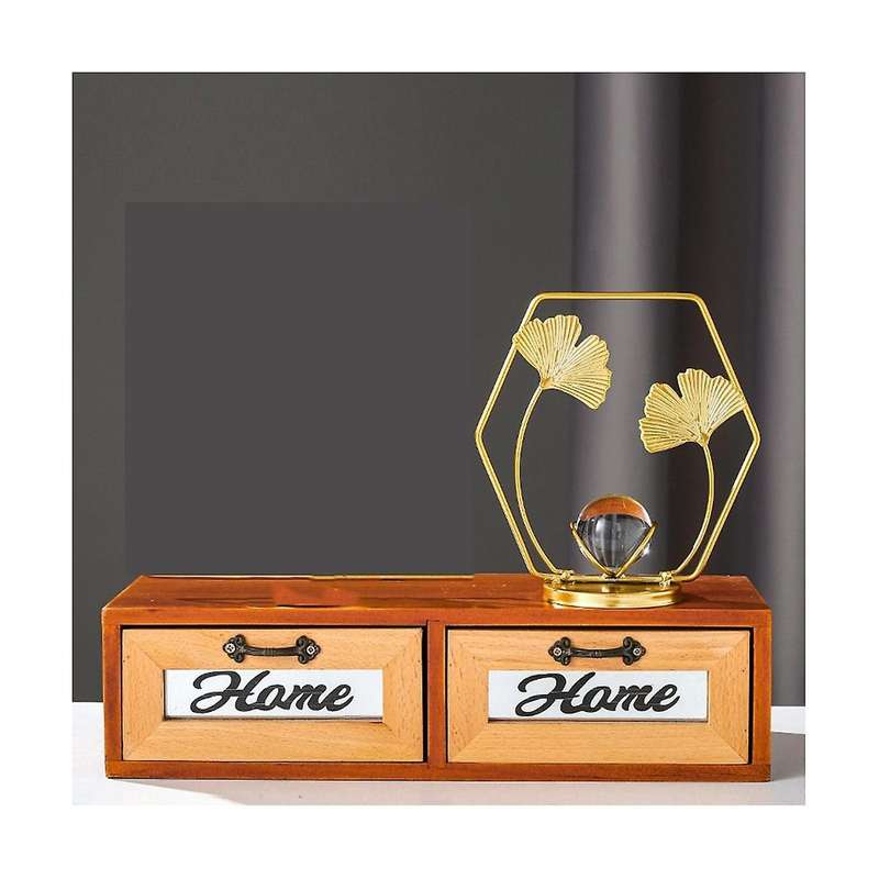 Ginkgo Biloba Crystal Ball Ornaments Living Room Office Wrought Iron Decoration European Decorative