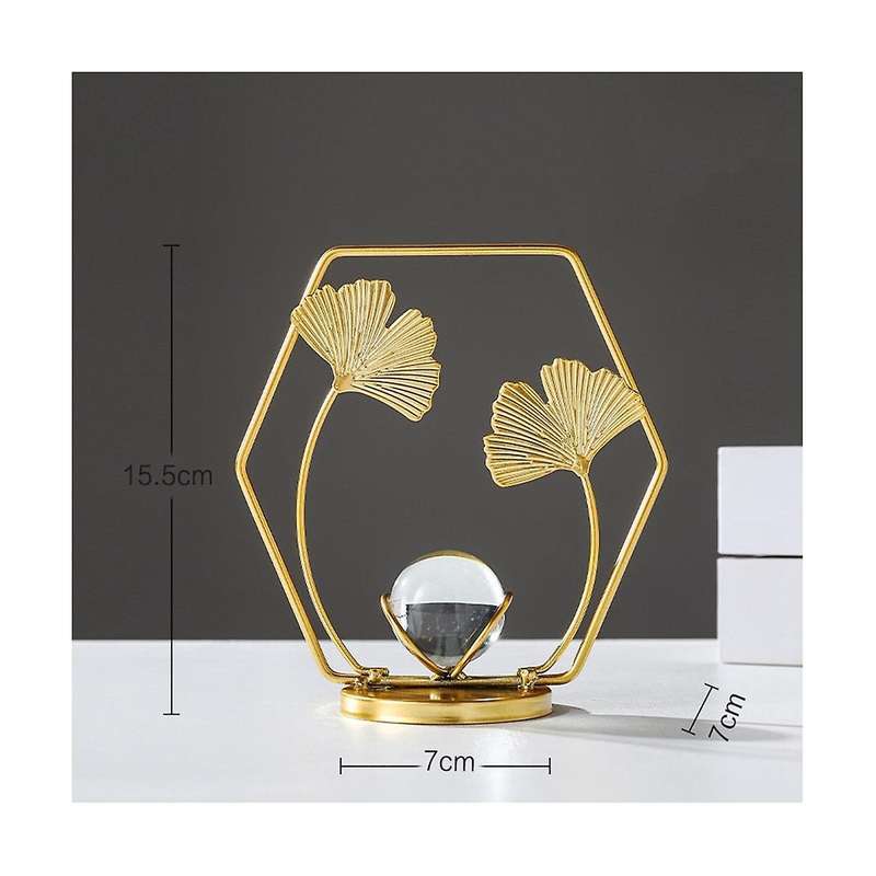 Ginkgo Biloba Crystal Ball Ornaments Living Room Office Wrought Iron Decoration European Decorative