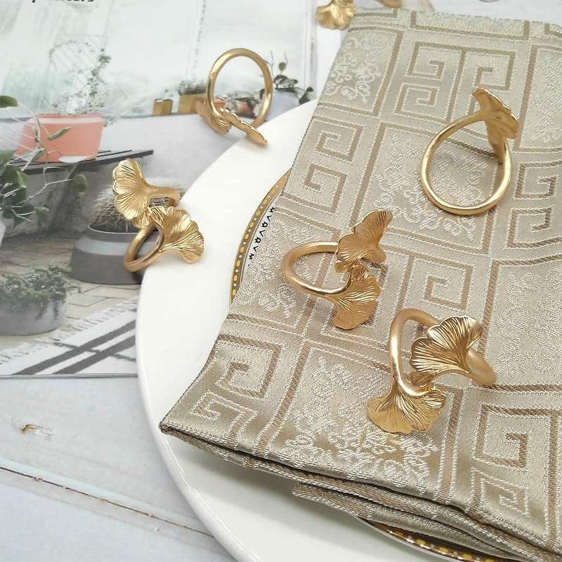 Ginkgo Leaf Napkin Rings,Metal Napkin Holders for Wedding Party and Daily Use,Complement to Your Din