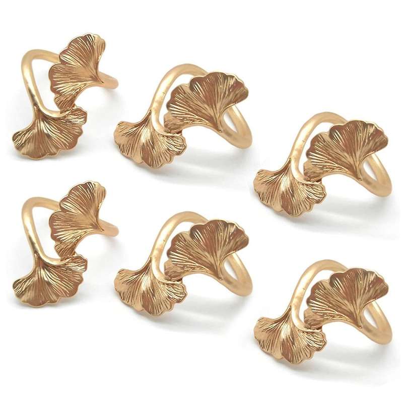 Ginkgo Leaf Napkin Rings,Metal Napkin Holders for Wedding Party and Daily Use,Complement to Your Din