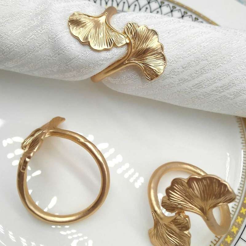 Ginkgo Leaf Napkin Rings,Metal Napkin Holders for Wedding Party and Daily Use,Complement to Your Din