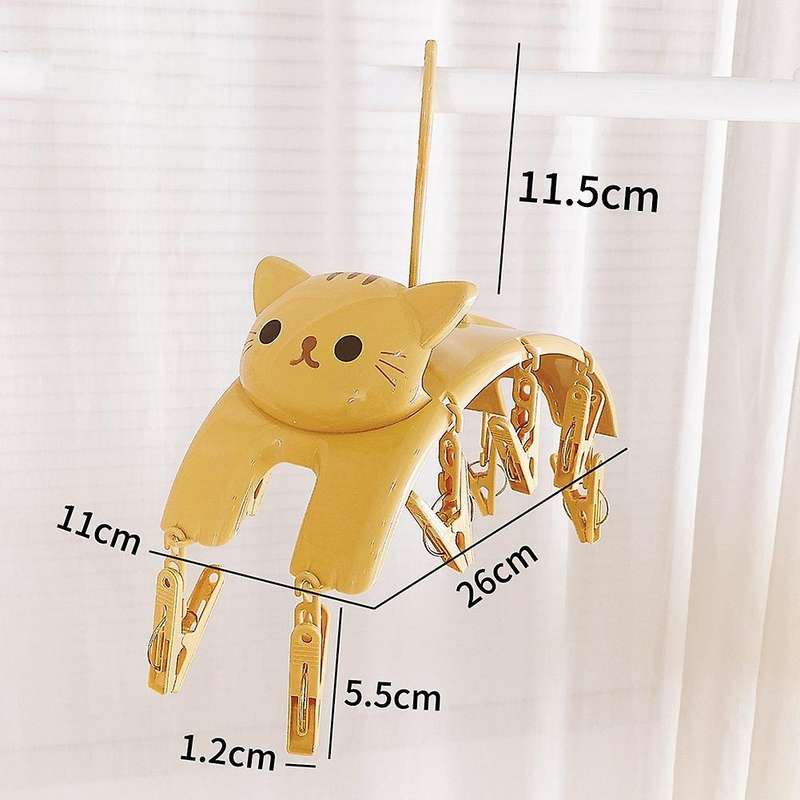 Girls Exclusive Super Cute Cat Drying Rack Multifunctional Drying Rack 10 Clips Drying Socks to Dry