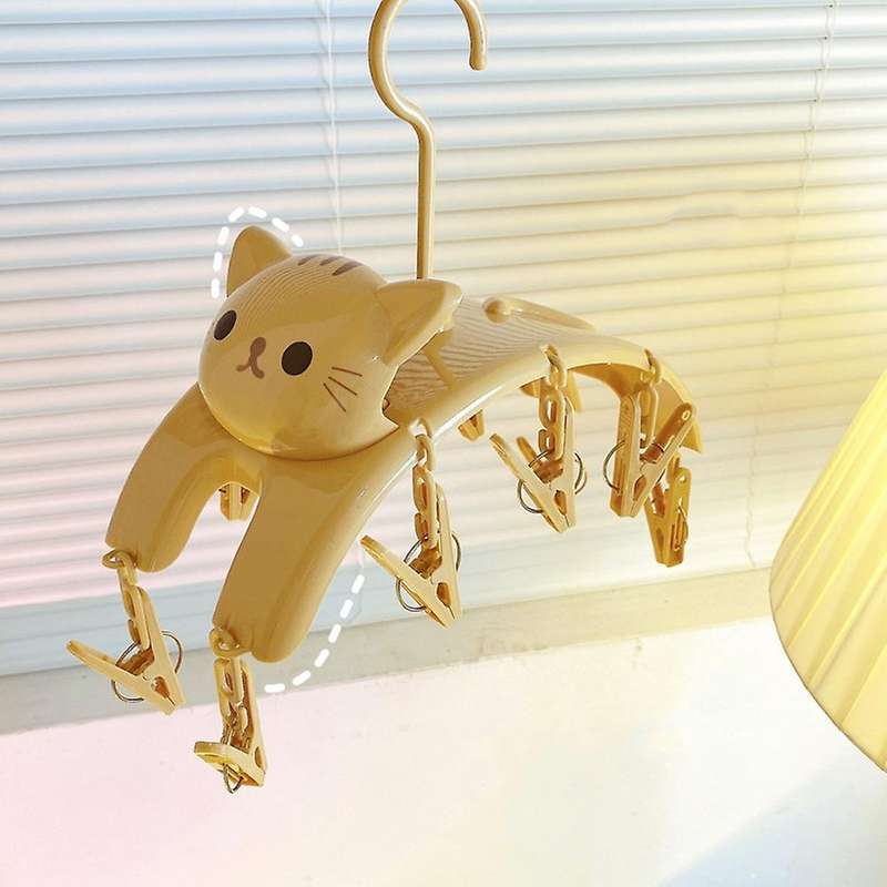 Girls Exclusive Super Cute Cat Drying Rack Multifunctional Drying Rack 10 Clips Drying Socks to Dry