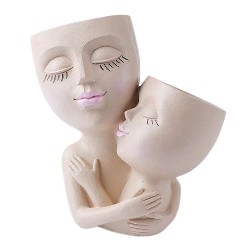 Girls Face Flower Pot Resin Women Vase Mother Love Succulent Flowerpot Garden Pots Home Decoration O