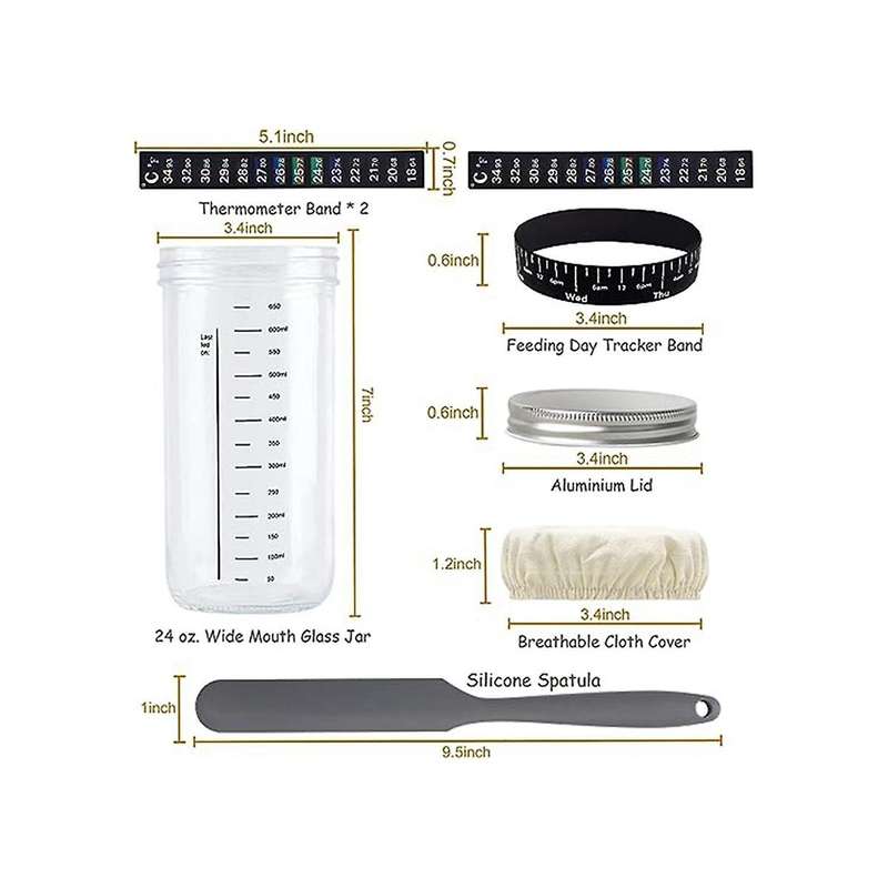 Glass Airtight Jar Sourdough Maker Natural Fermentation Jar with Lid and Scale Dough Fermentation Ki