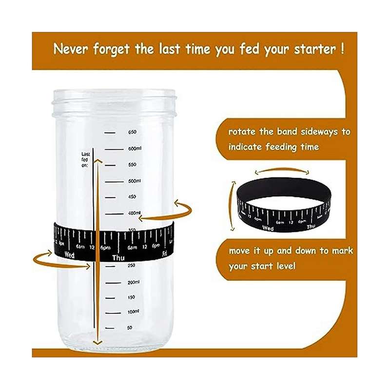 Glass Airtight Jar Sourdough Maker Natural Fermentation Jar with Lid and Scale Dough Fermentation Ki