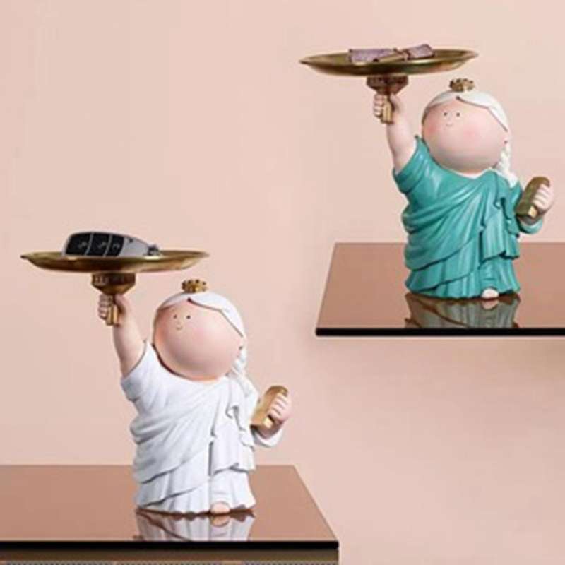 Girl Statue Storage Metal Resin Tray Nordic Home Decoration Living Room Dining Table Decoration Acce