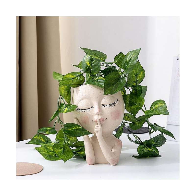Girls Face Head Vases Flowers Decoration Resin Succulent Planting Flowerpot Gardening Growing Plant