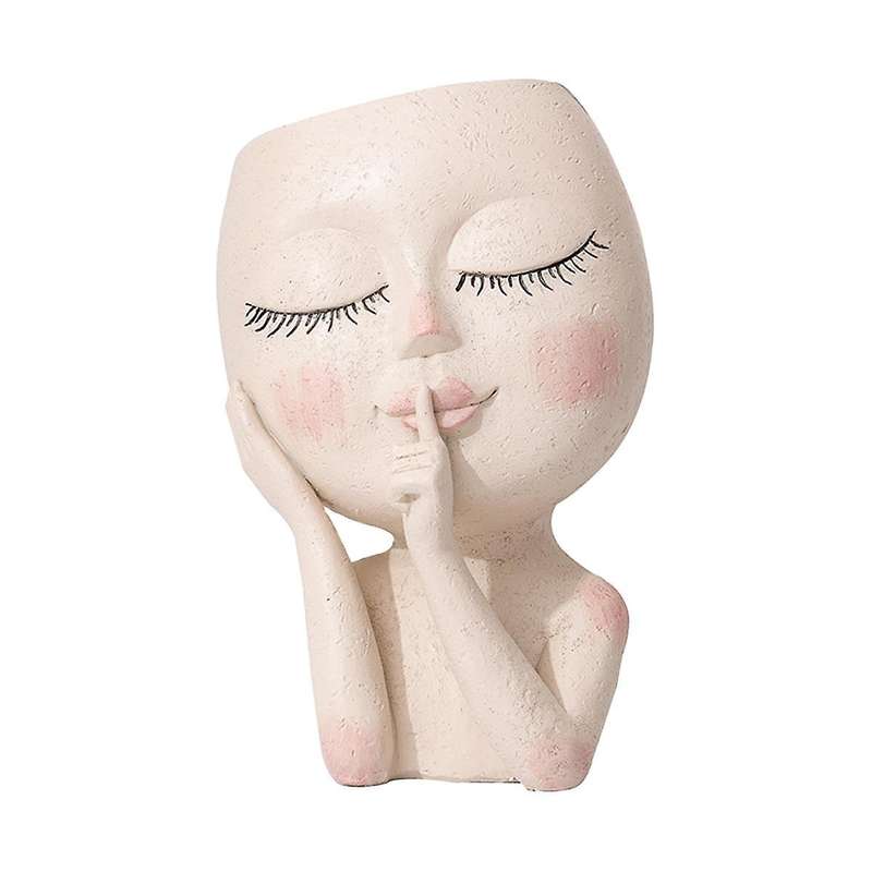 Girls Face Head Vases Flowers Decoration Resin Succulent Planting Flowerpot Gardening Growing Plant