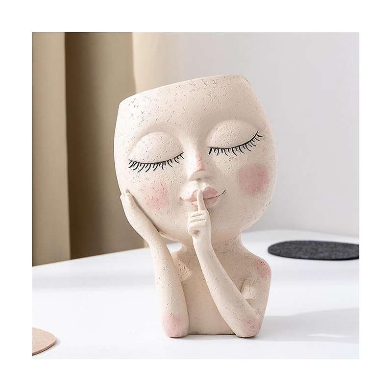 Girls Face Head Vases Flowers Decoration Resin Succulent Planting Flowerpot Gardening Growing Plant