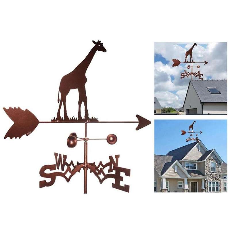 Giraffe Weather Vane Stainless Steel Spray Paint Outdoor Rooftop Roof Ornaments