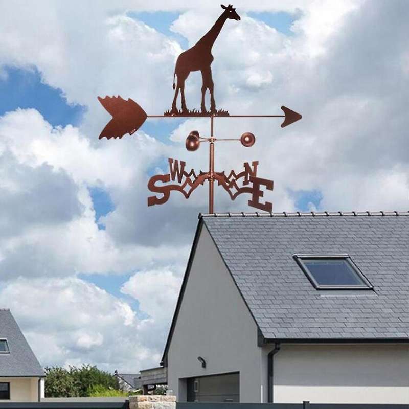 Giraffe Weather Vane Stainless Steel Spray Paint Outdoor Rooftop Roof Ornaments
