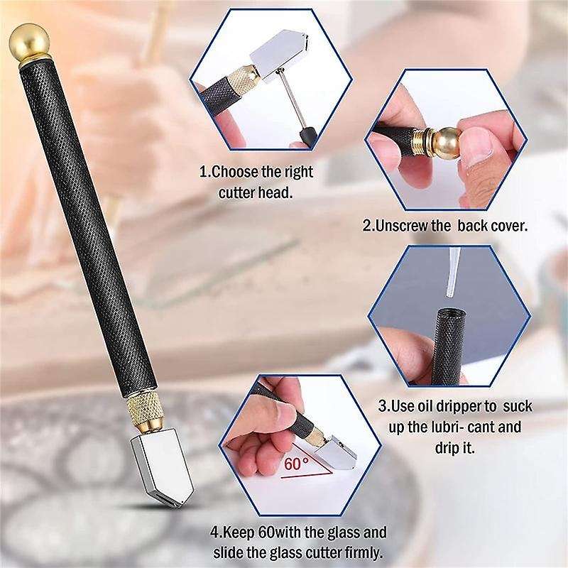 Glass Cutter Kits Stained Glass Supplies with Duty Glass Running Pliers and Pencil Glass Cutter Too