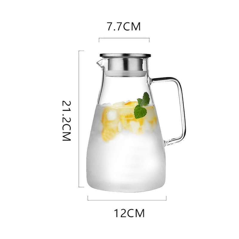 Glass Carafe, Water Carafe with Lid, Heat Resistant Borosilicate Carafe, Shared Hot and Cold Kettle
