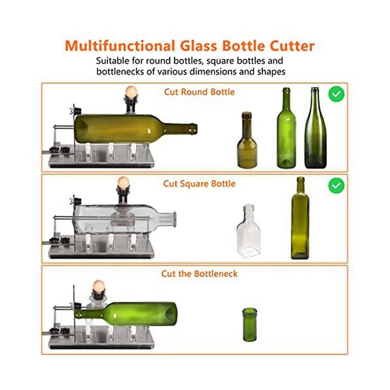 Glass Bottle Cutter - Professional Diy Glass Cutting Tool for Square, Round Bottles and Bottlenecks