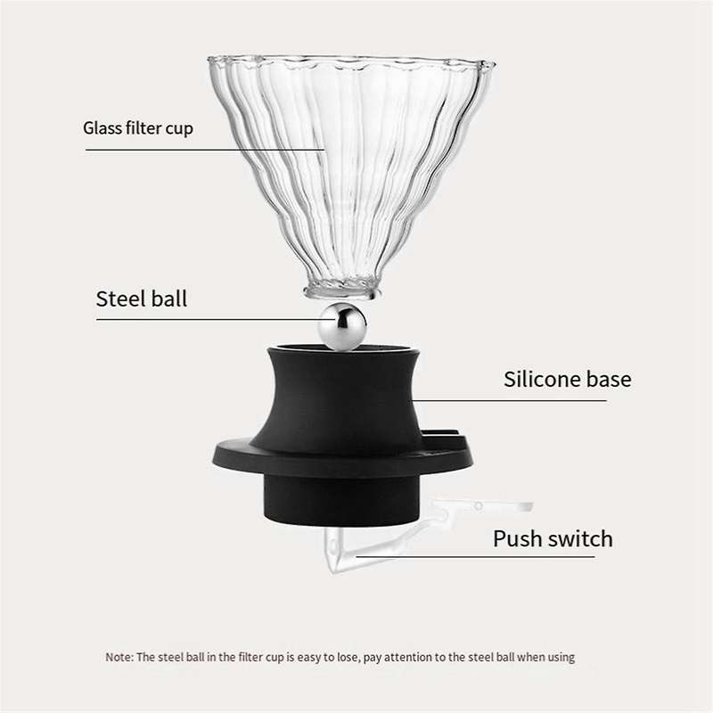 Glass Coffee Pot Smart Cup Coffee Filter Cup,1pc Smart Cup and 100pc Filter Paper