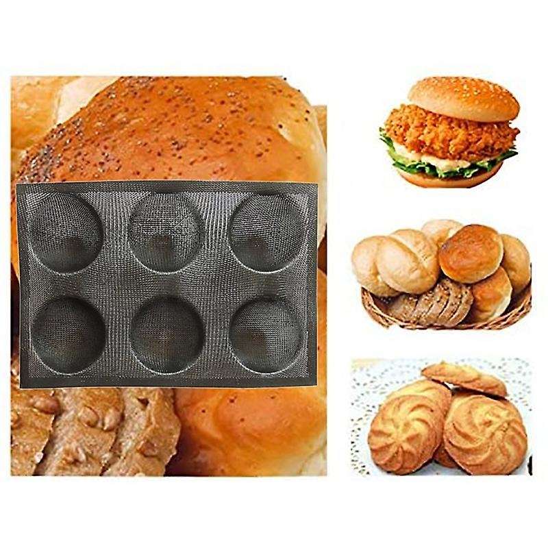 Glass Fiber Silicone 6 Round Bread Mold Various Hamburger Cookie Puff Porous Mould Cake Tart Non St