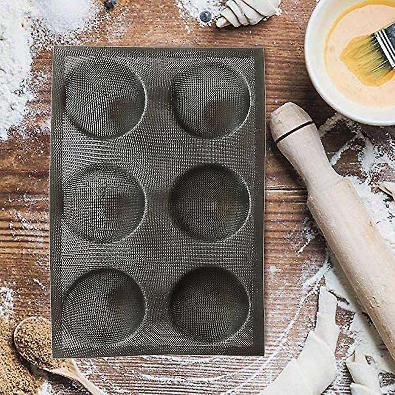 Glass Fiber Silicone 6 Round Bread Mold Various Hamburger Cookie Puff Porous Mould Cake Tart Non St