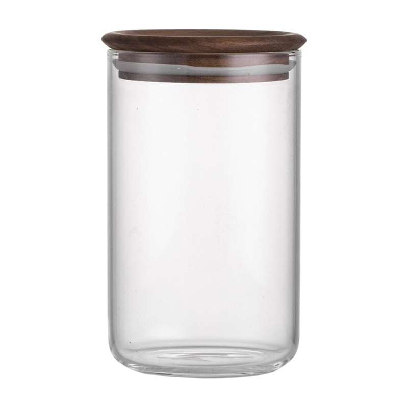 Glass Food Grade Sealed Jar with Wooden Lid for Commercial Kitchen Storage, Japanese Style Sealed St