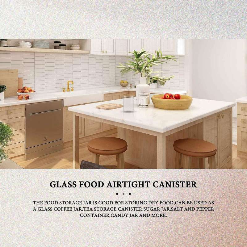 Glass Food Airtight Canister Wooden Twist Lid Kitchen Candy Storage Tank Jar Bamboo Food Container