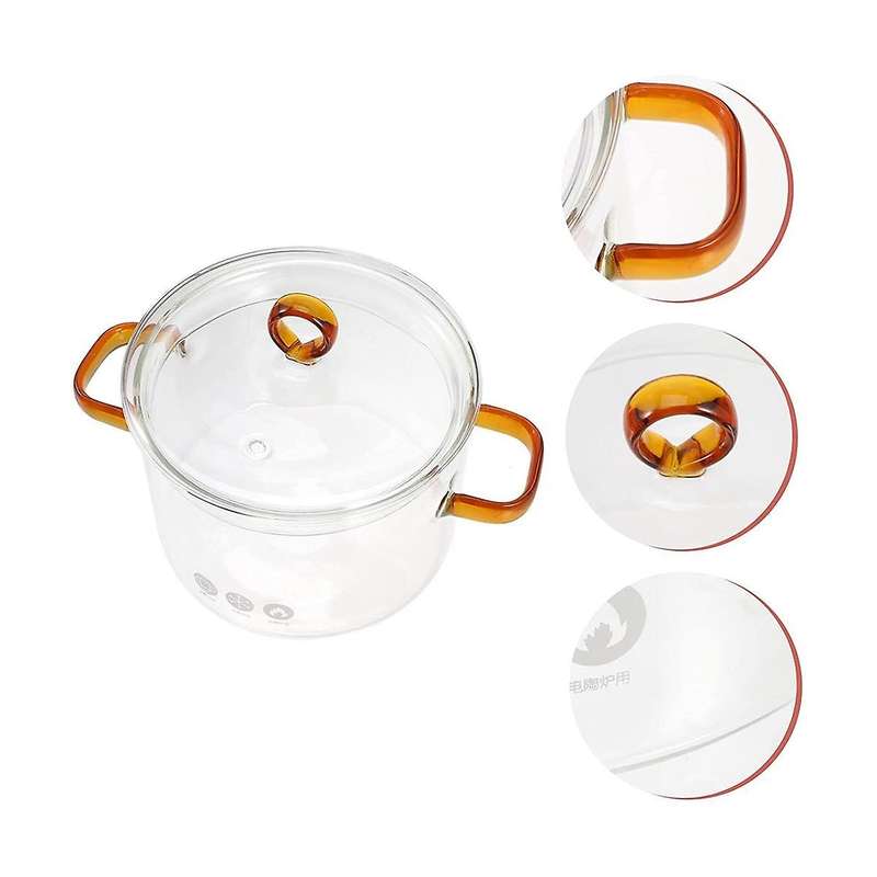 Glass Instant Noodle Pot Oven Pans Sauce Pan Stainless Steel Sauce Pan with Lid Soup Pot
