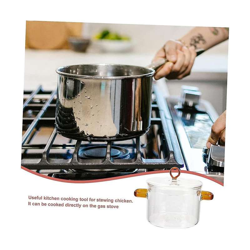 Glass Instant Noodle Pot Oven Pans Sauce Pan Stainless Steel Sauce Pan with Lid Soup Pot