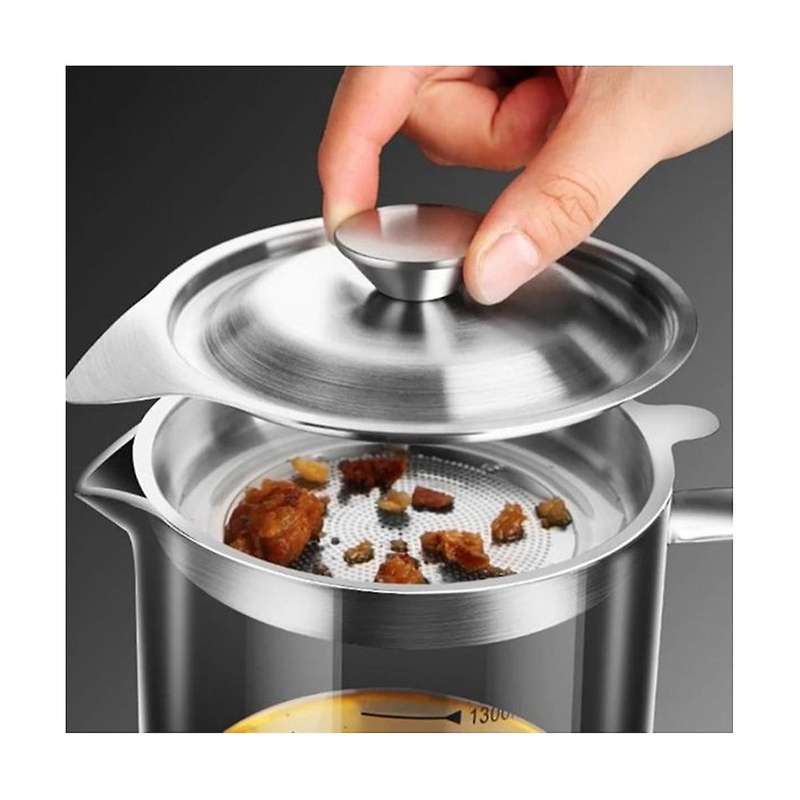 Glass Oil Filter Pot with Scale Kitchen Oil Separator Home Bacon Grease Container with Fine Mesh St