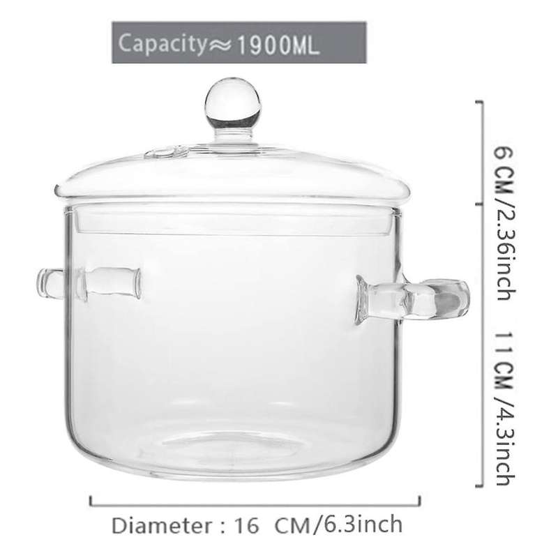 Glass Saucepan with Cover,Stovetop Cooking Pot with Lid and Handle Simmer Pot Clear Soup Pot, High