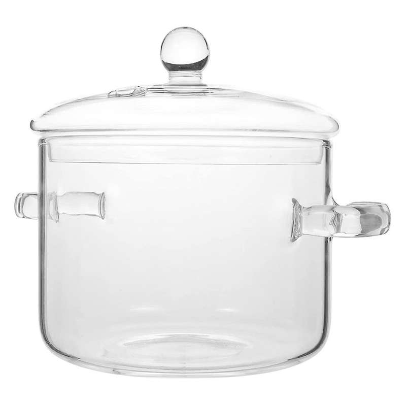 Glass Saucepan with Cover,Stovetop Cooking Pot with Lid and Handle Simmer Pot Clear Soup Pot, High